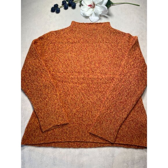 Vintage Eileen Fisher Womens Orange Wool Ribbed Knit Sweater Medium Academia Y2K - Picture 2 of 10